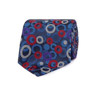 Navy circle patterned tie